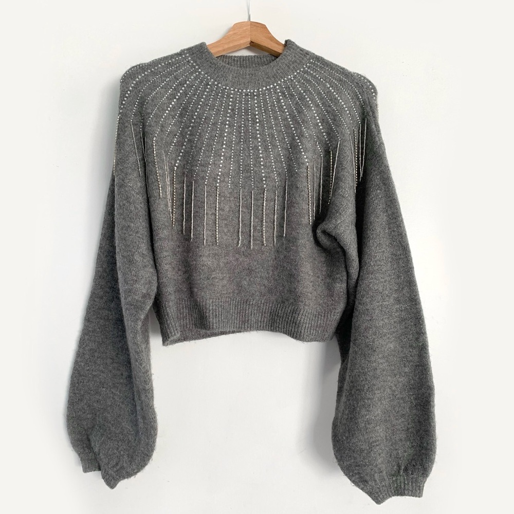 Zara Rhinestone Beaded Fringe Sweater